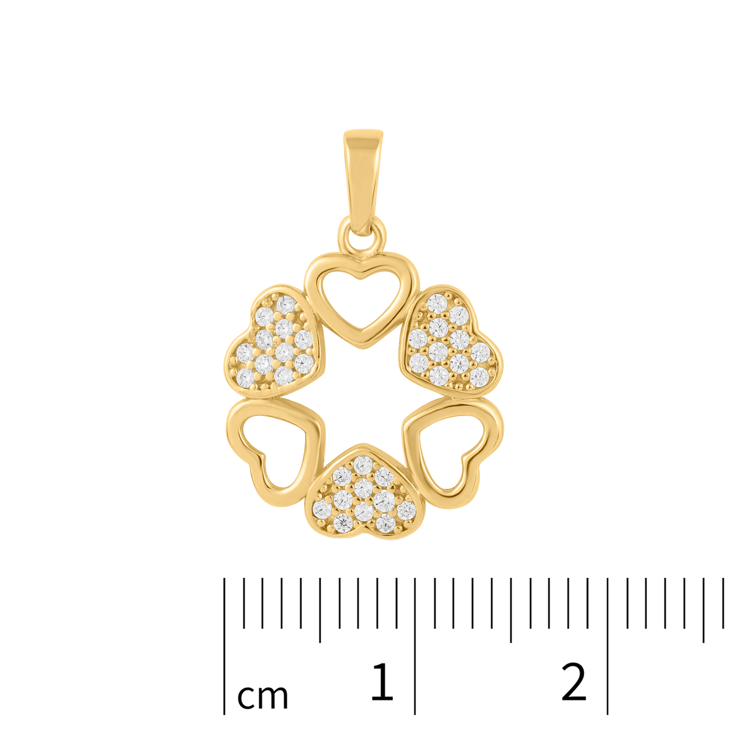 Pingentinho 6 Corações com CZ em Ouro 18K Amarelo
