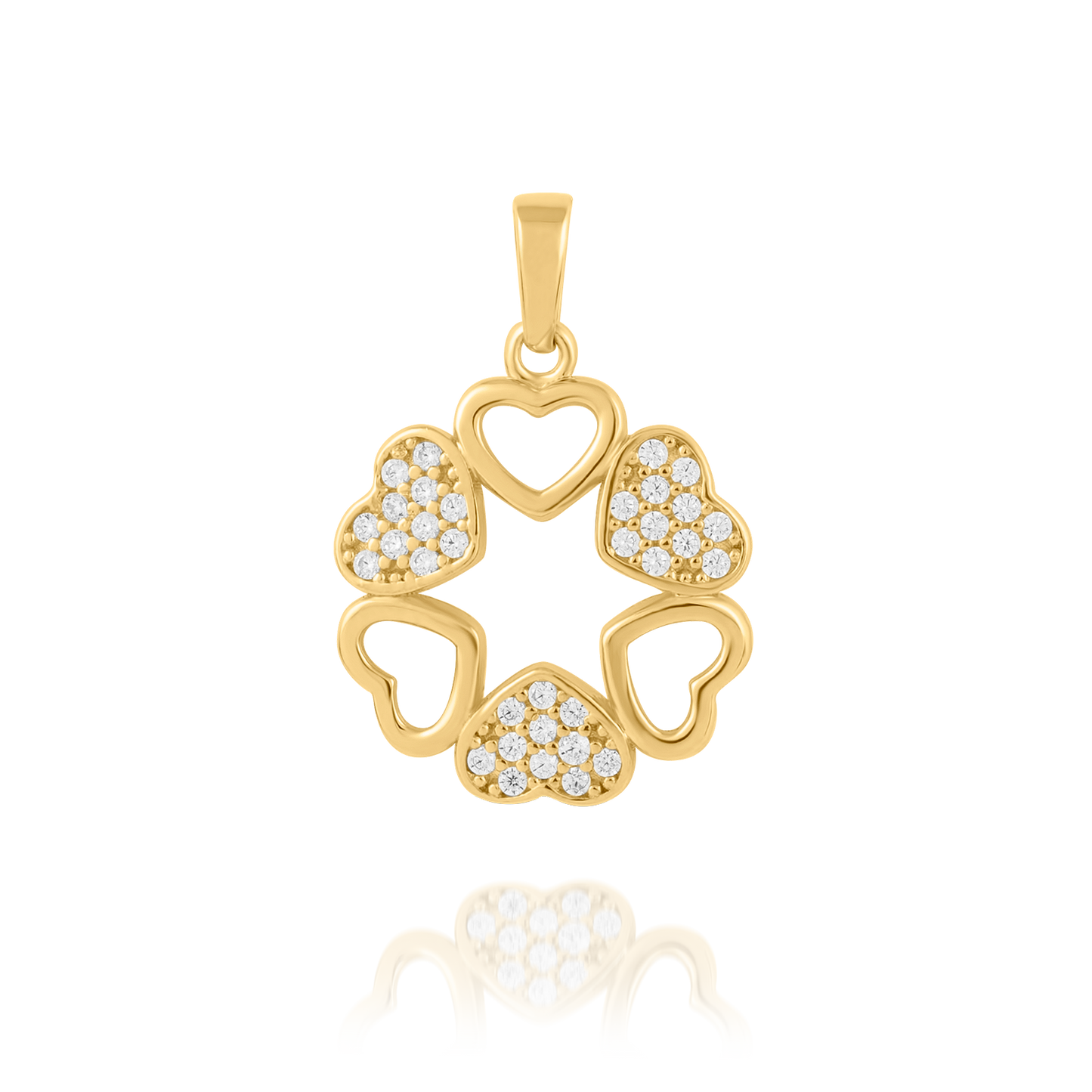Pingentinho 6 Corações com CZ em Ouro 18K Amarelo