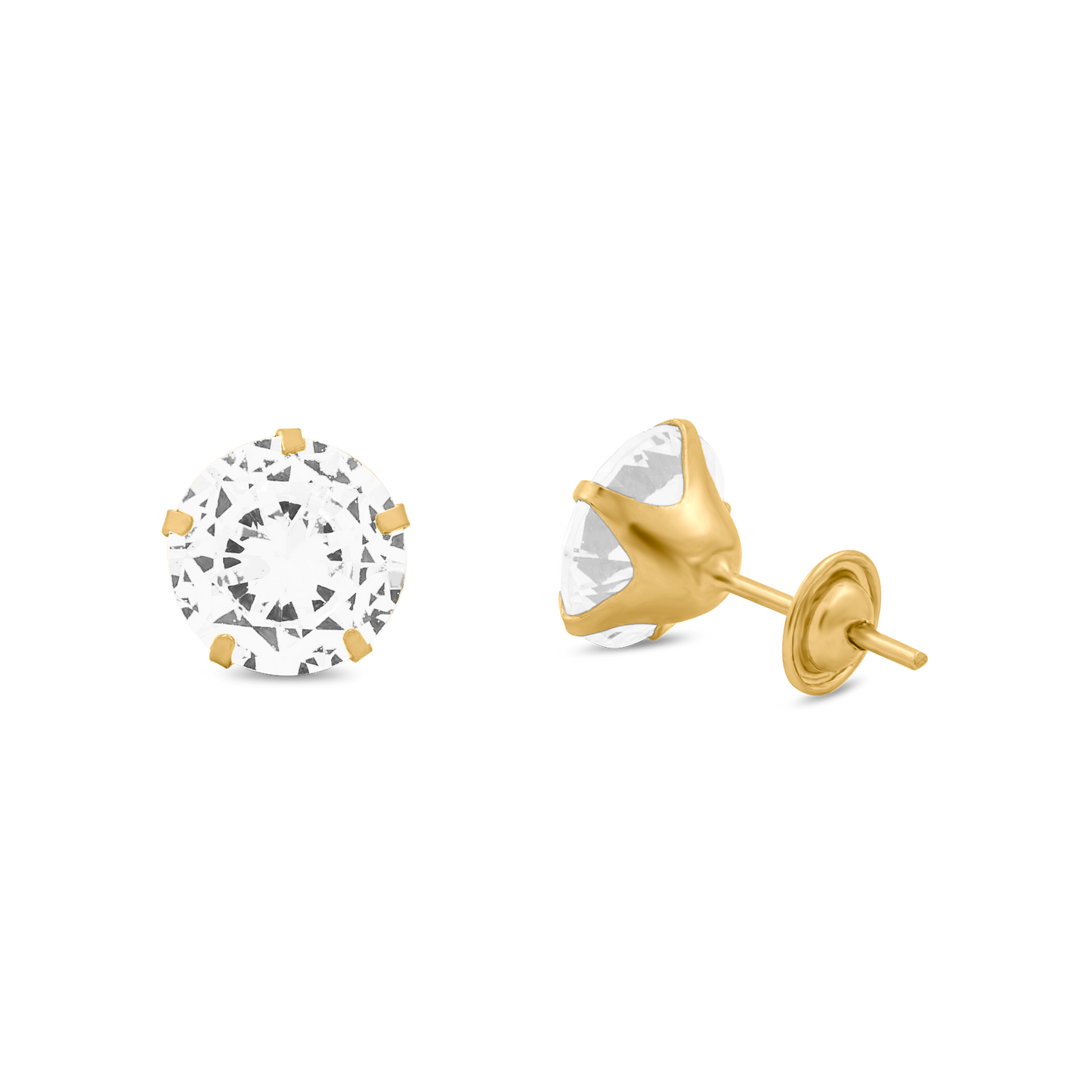 18K Yellow Gold 7mm CZ Studs ( tarrachas leve )