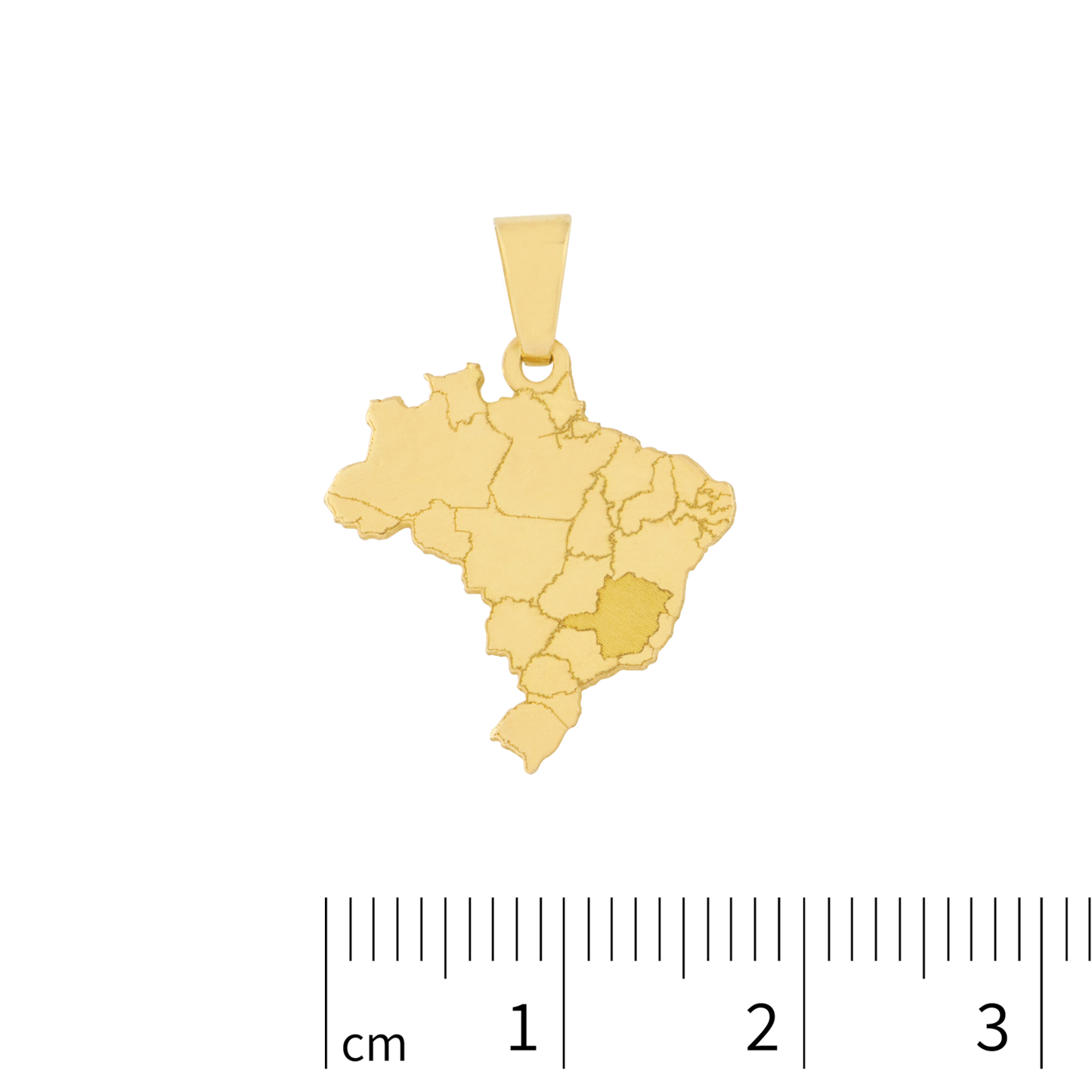 18K Yellow Gold Brazil Map with Highlighted State