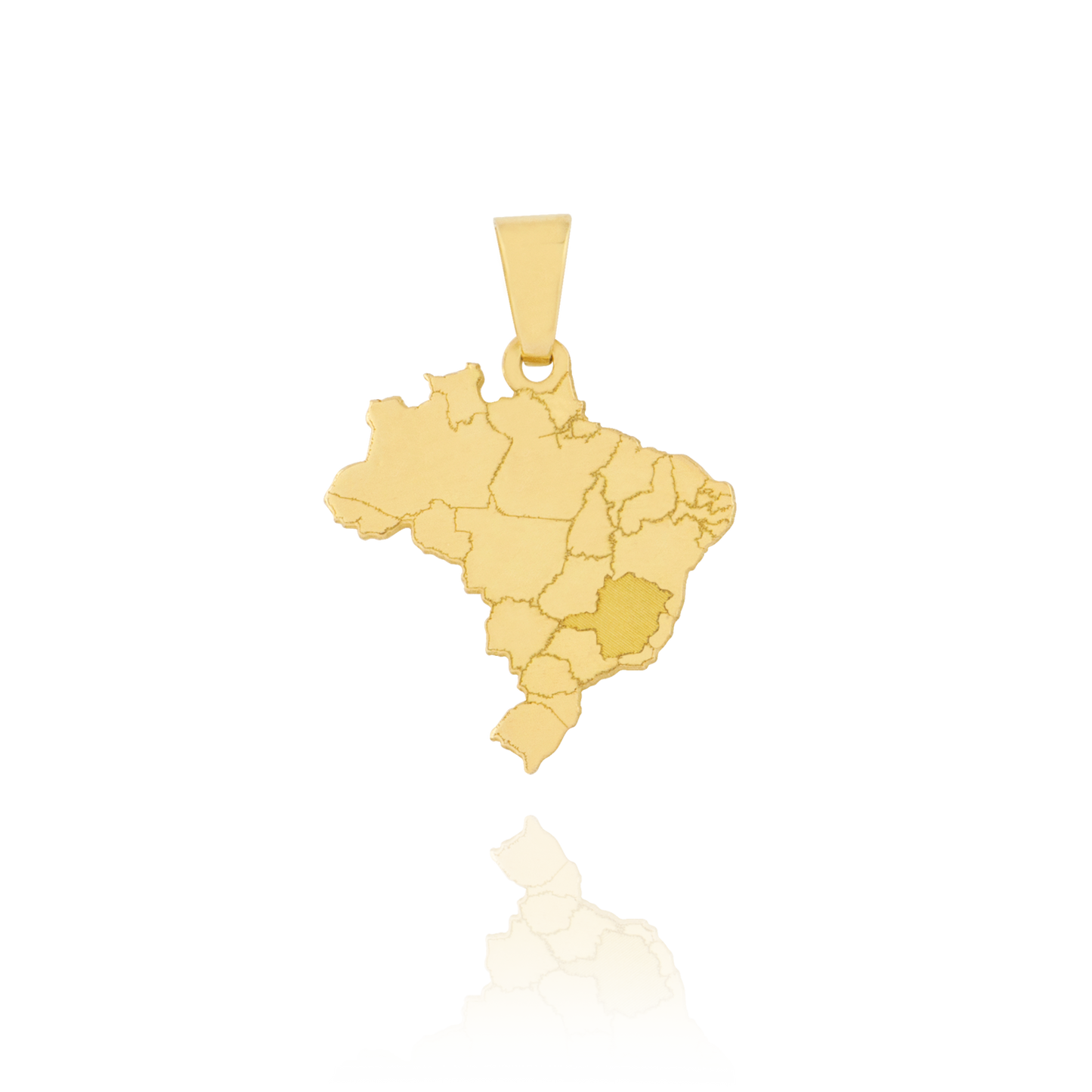 18K Yellow Gold Brazil Map with Highlighted State