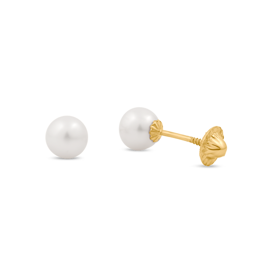 18K Yellow Gold Cultured Pearl Studs