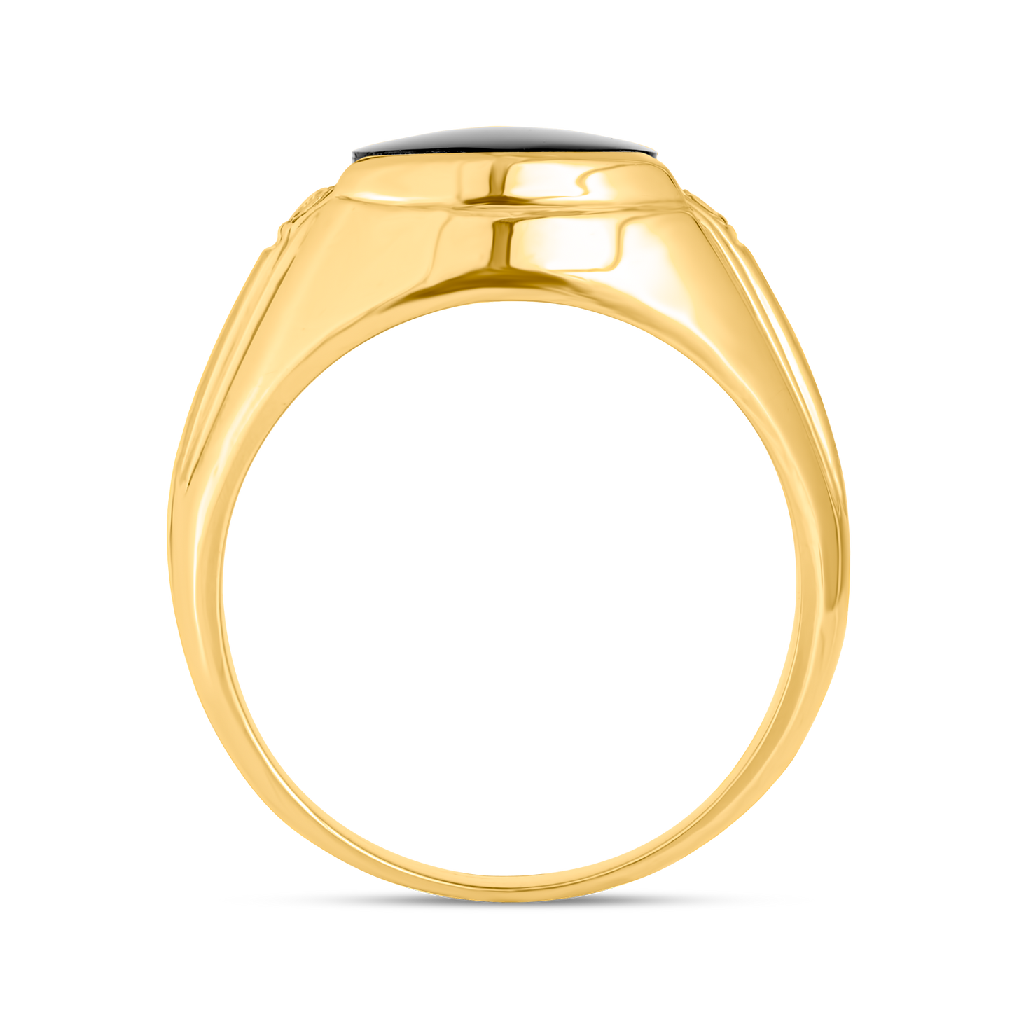 18K Yellow Gold Men's Ring with Diamond and Onyx