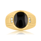 18K Yellow Gold Onyx Men's Ring with Diamonds