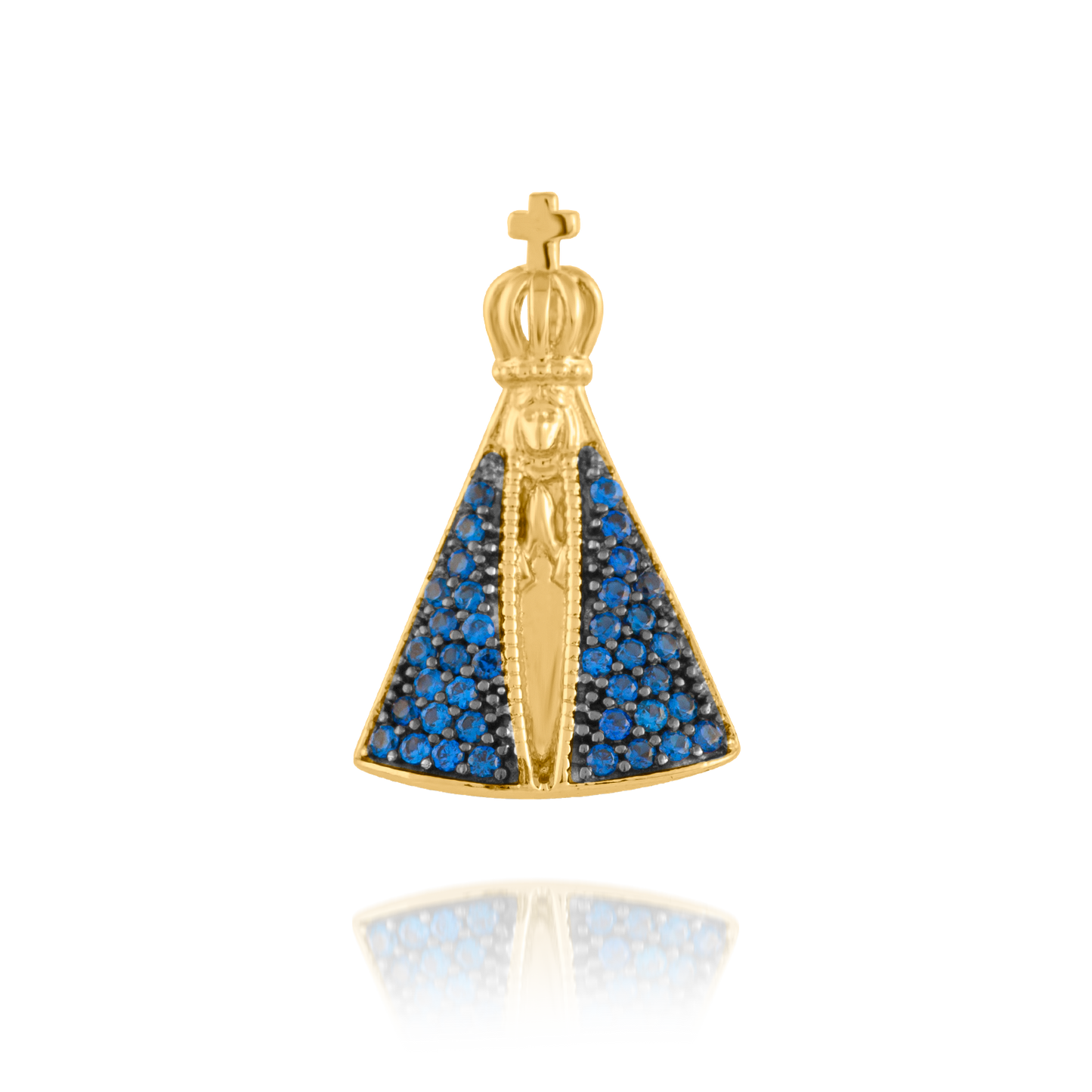 18K Yellow Gold Our Lady of Aparecida with CZ