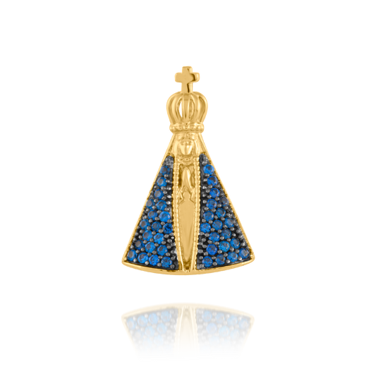 18K Yellow Gold Our Lady of Aparecida with CZ