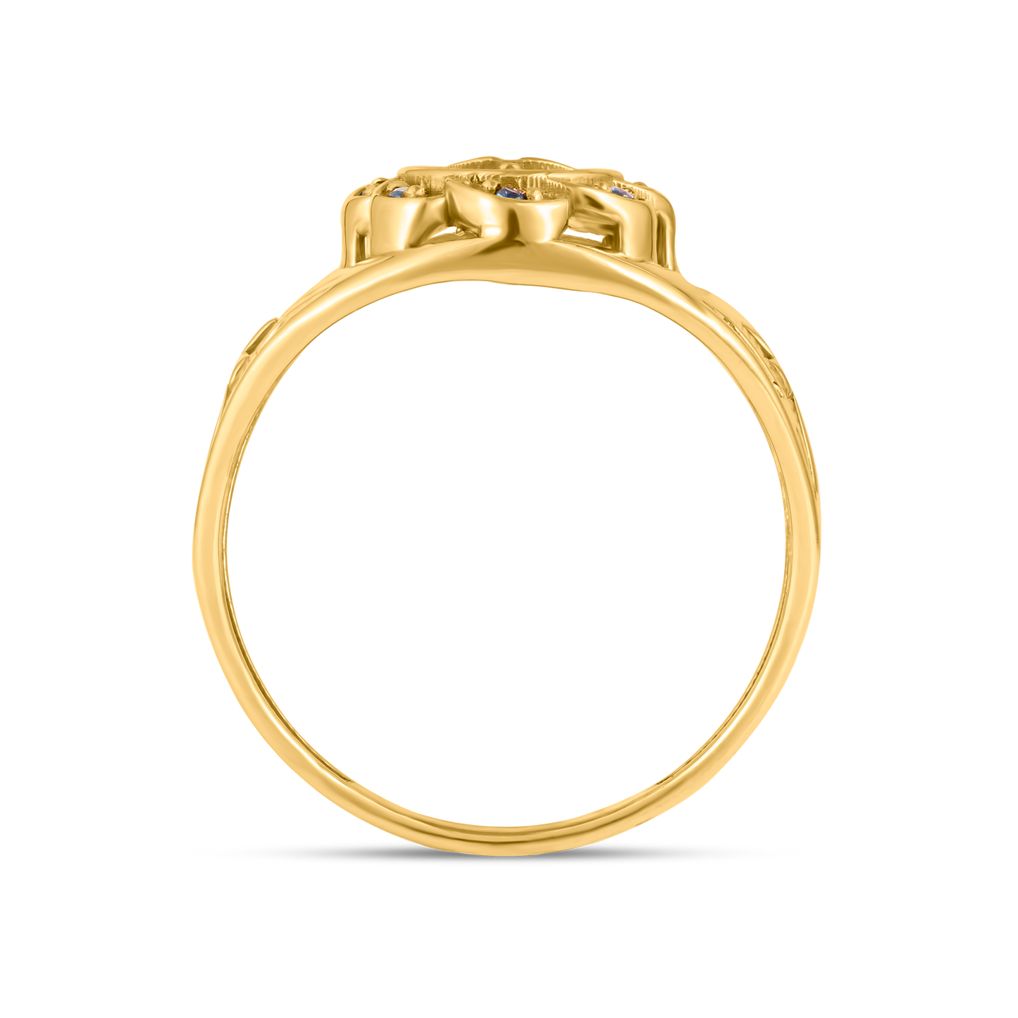 Anel Nossa Senora Aparecida com CZs em Ouro 18K Amarelo
