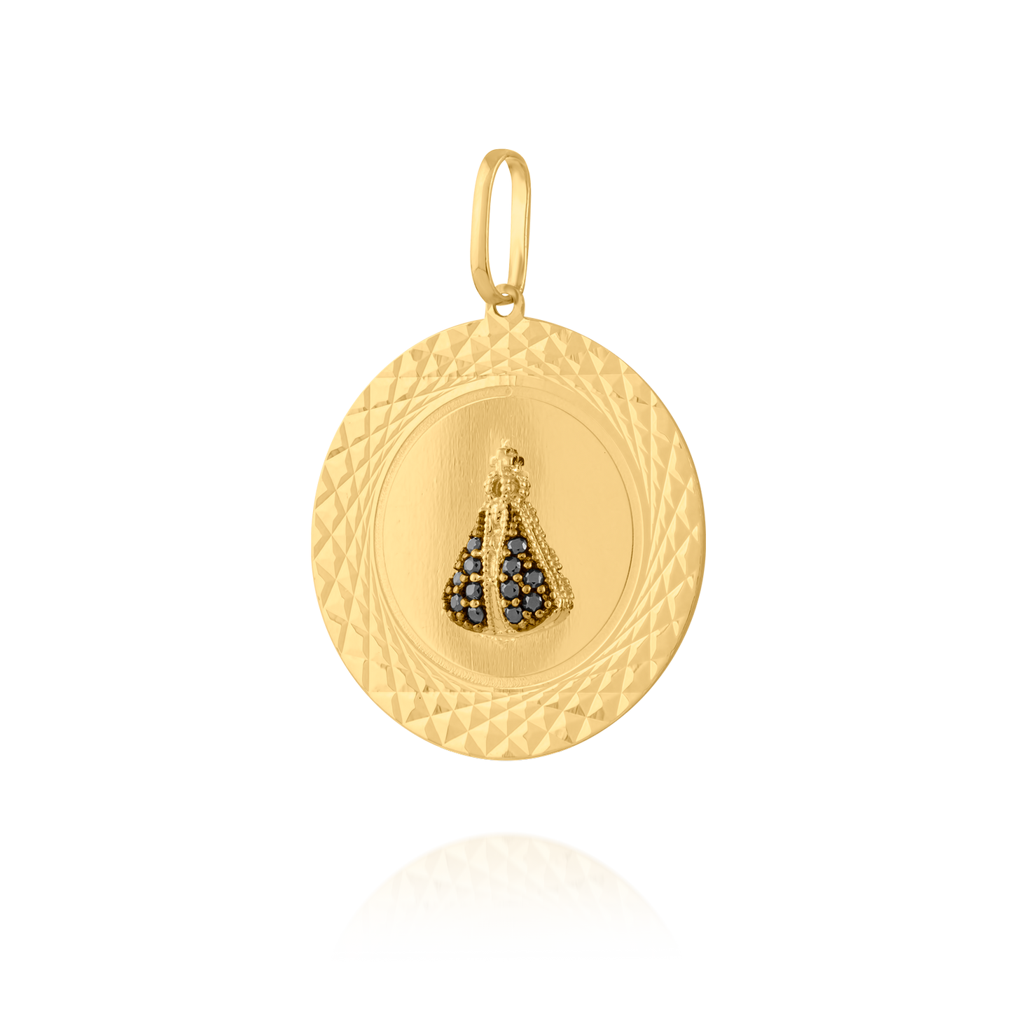 Pingentinho Nossa Senhora Aparecida com CZ em Ouro 18K Amarelo