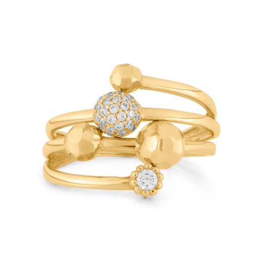 18K Yellow Gold Ring with CZ