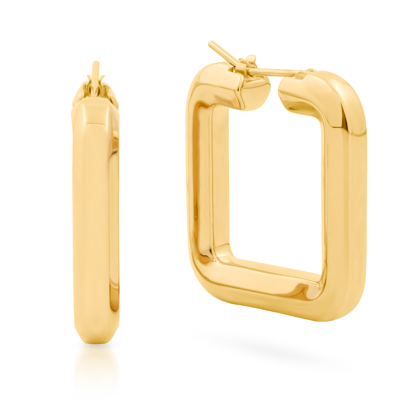 18K Yellow Gold Square Hoop Earrings