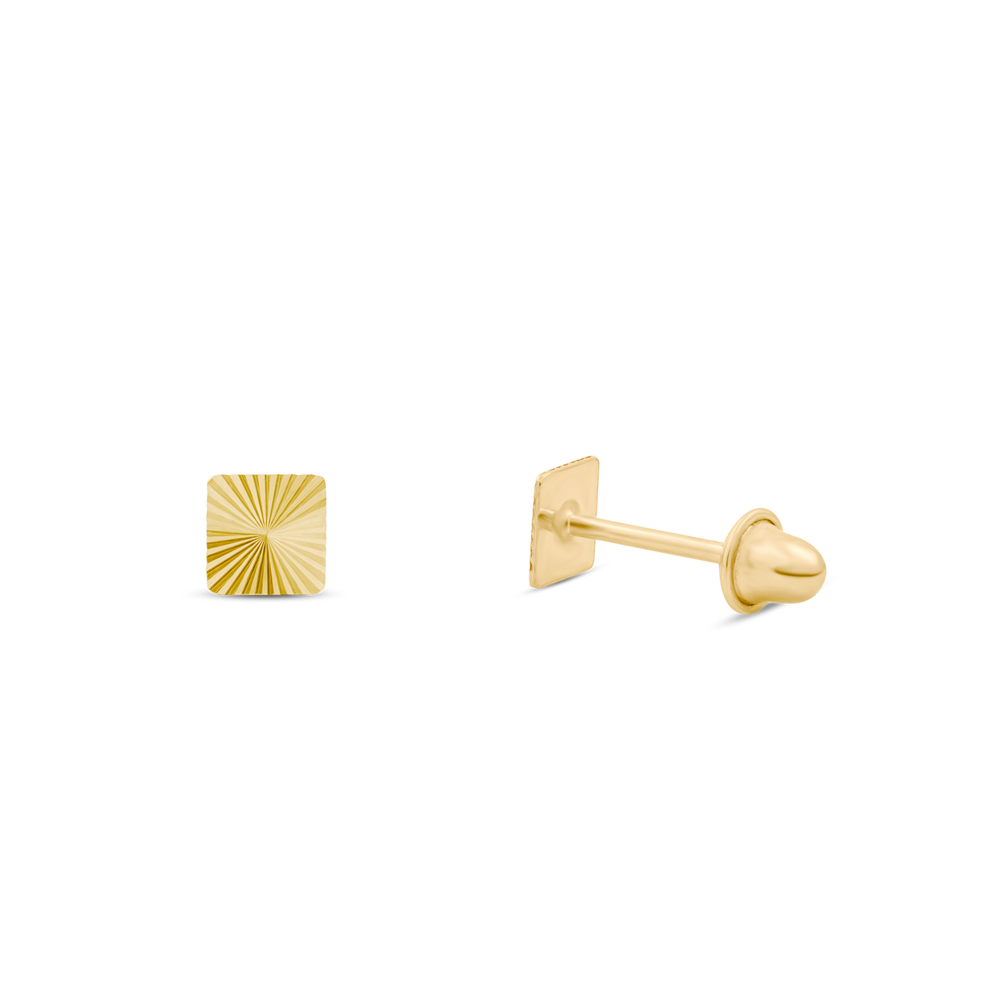 18K Yellow Gold Tiny Square Earrings