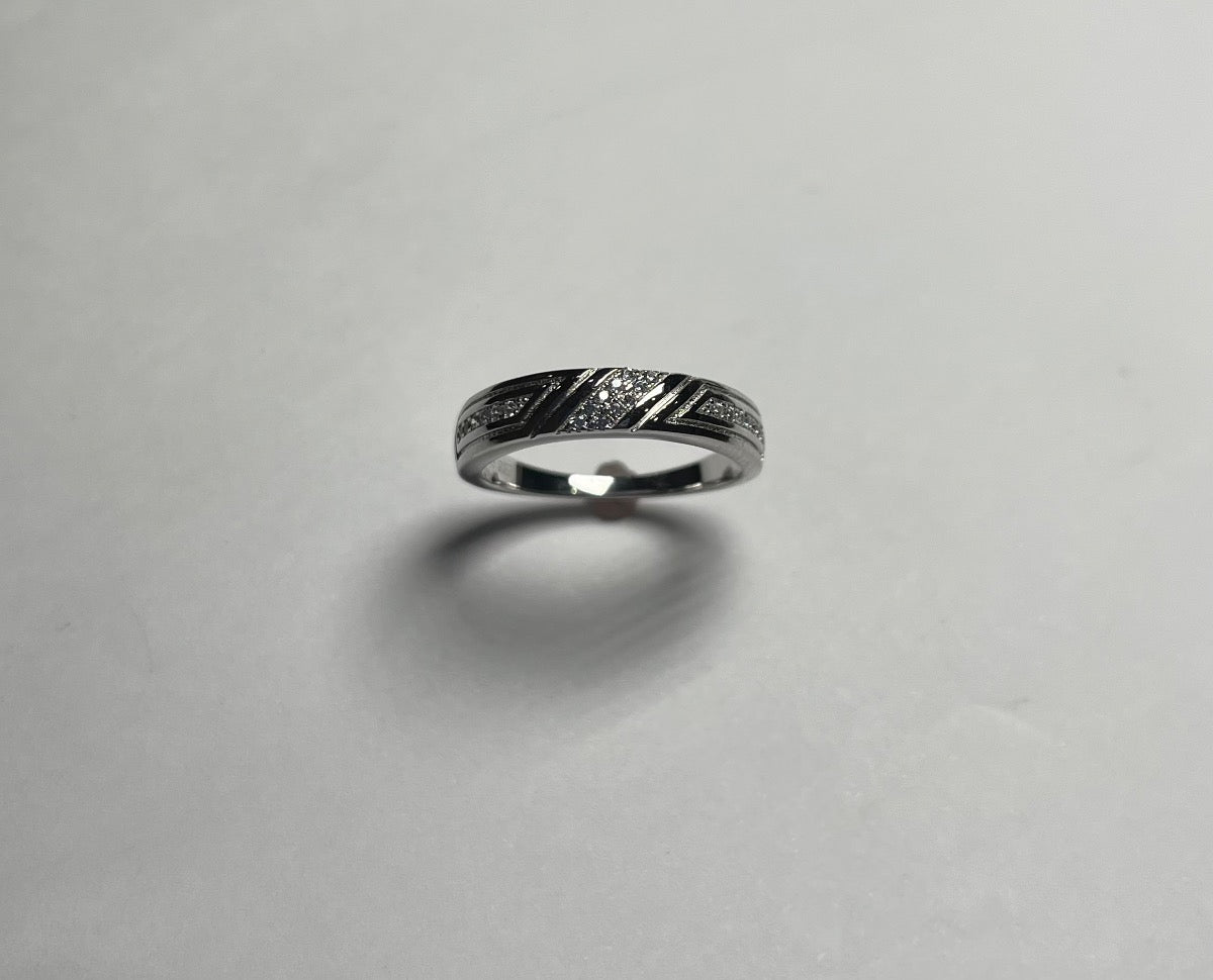 Silver Wedding Band with CZ