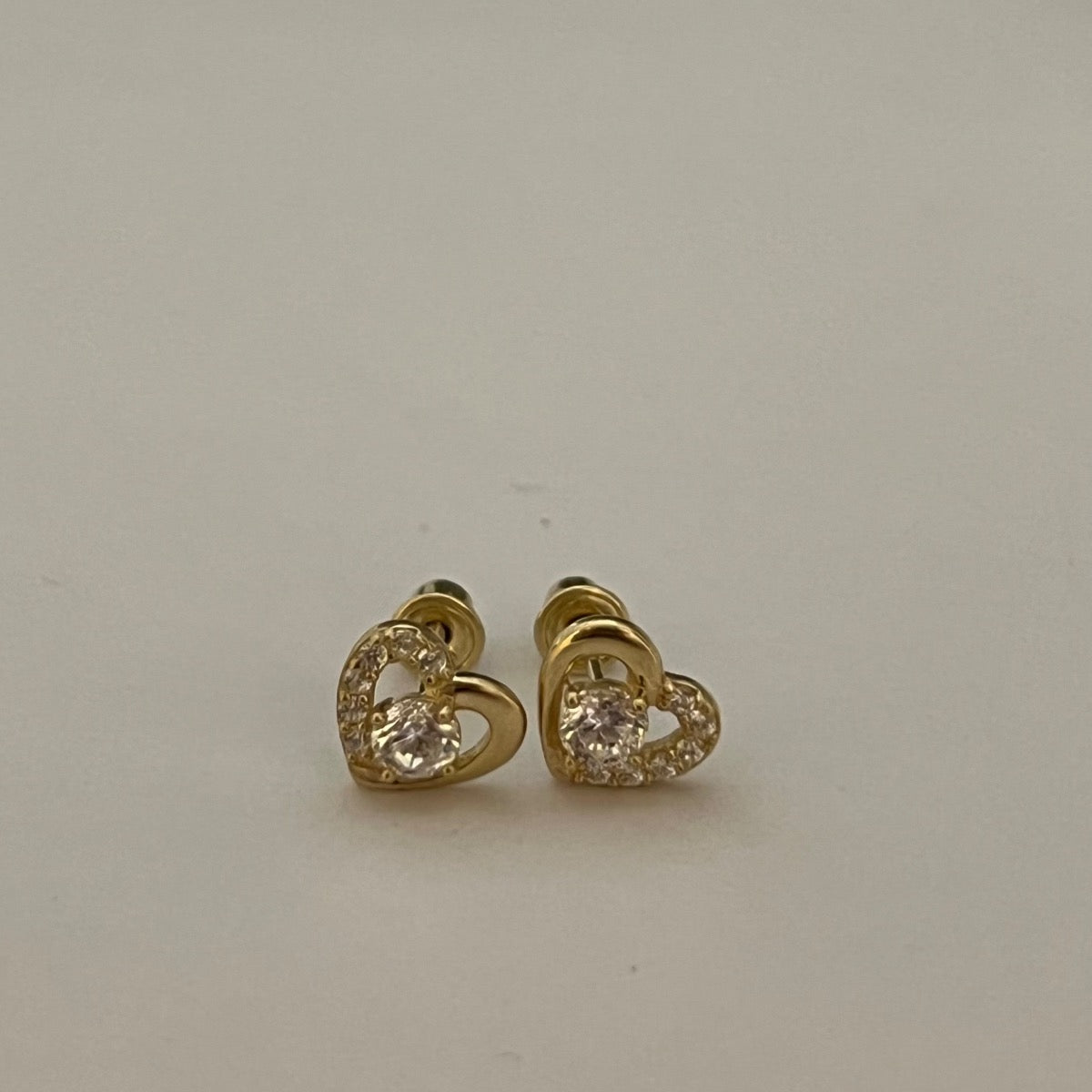 14K Yellow Gold Heart Earring with CZ