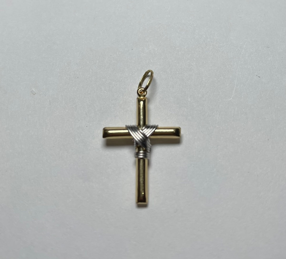 18K Two-Tone Gold Cross Pendant