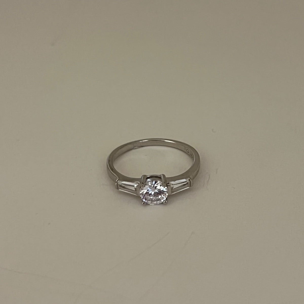 Silver Engagement Ring with CZ