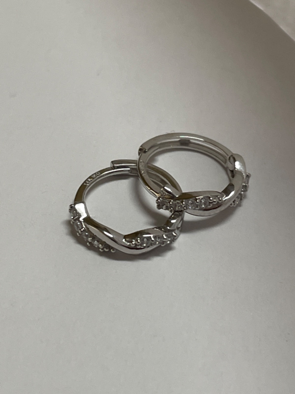 14K White Gold Hoop Earring with CZ