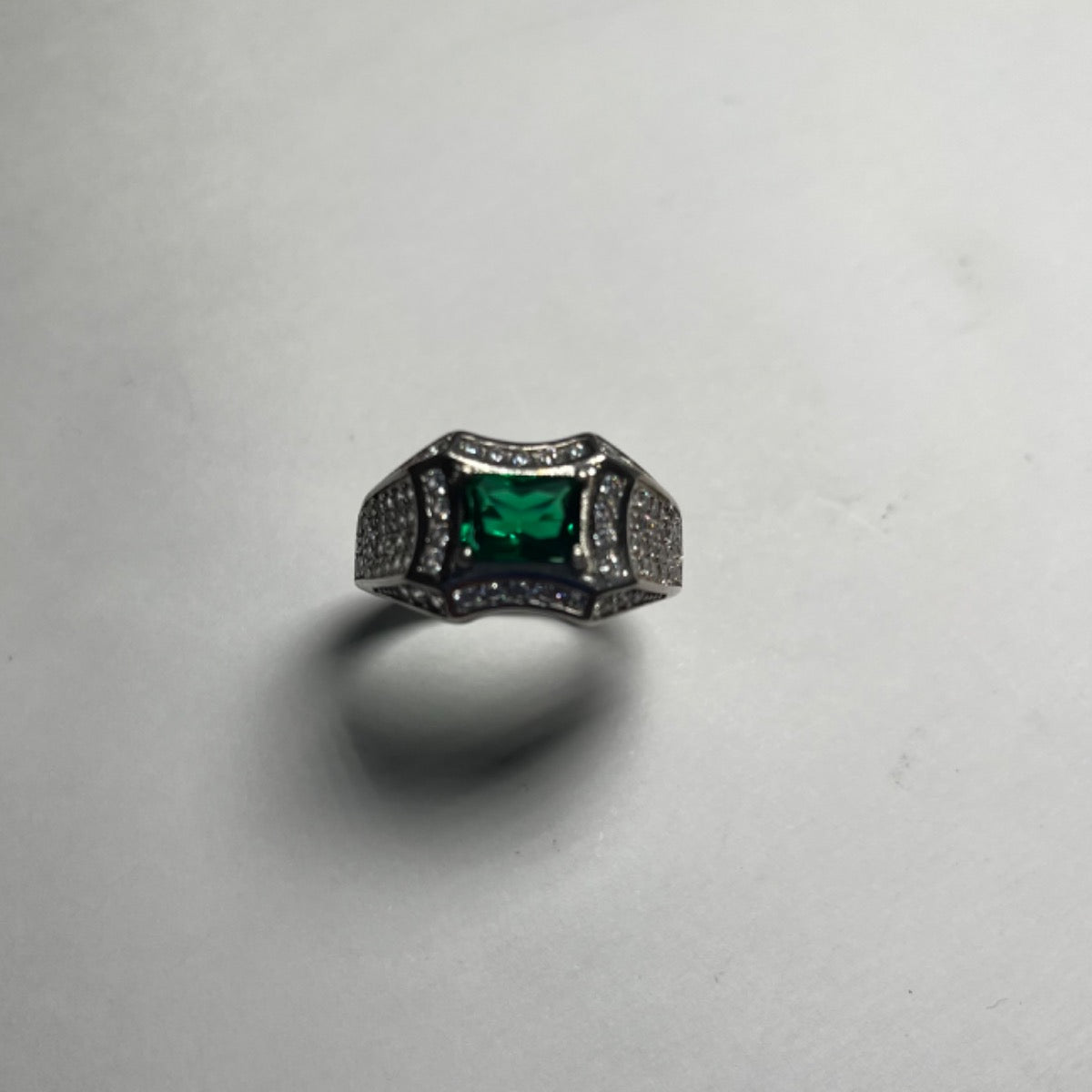 Silver Wedding Band with CZ