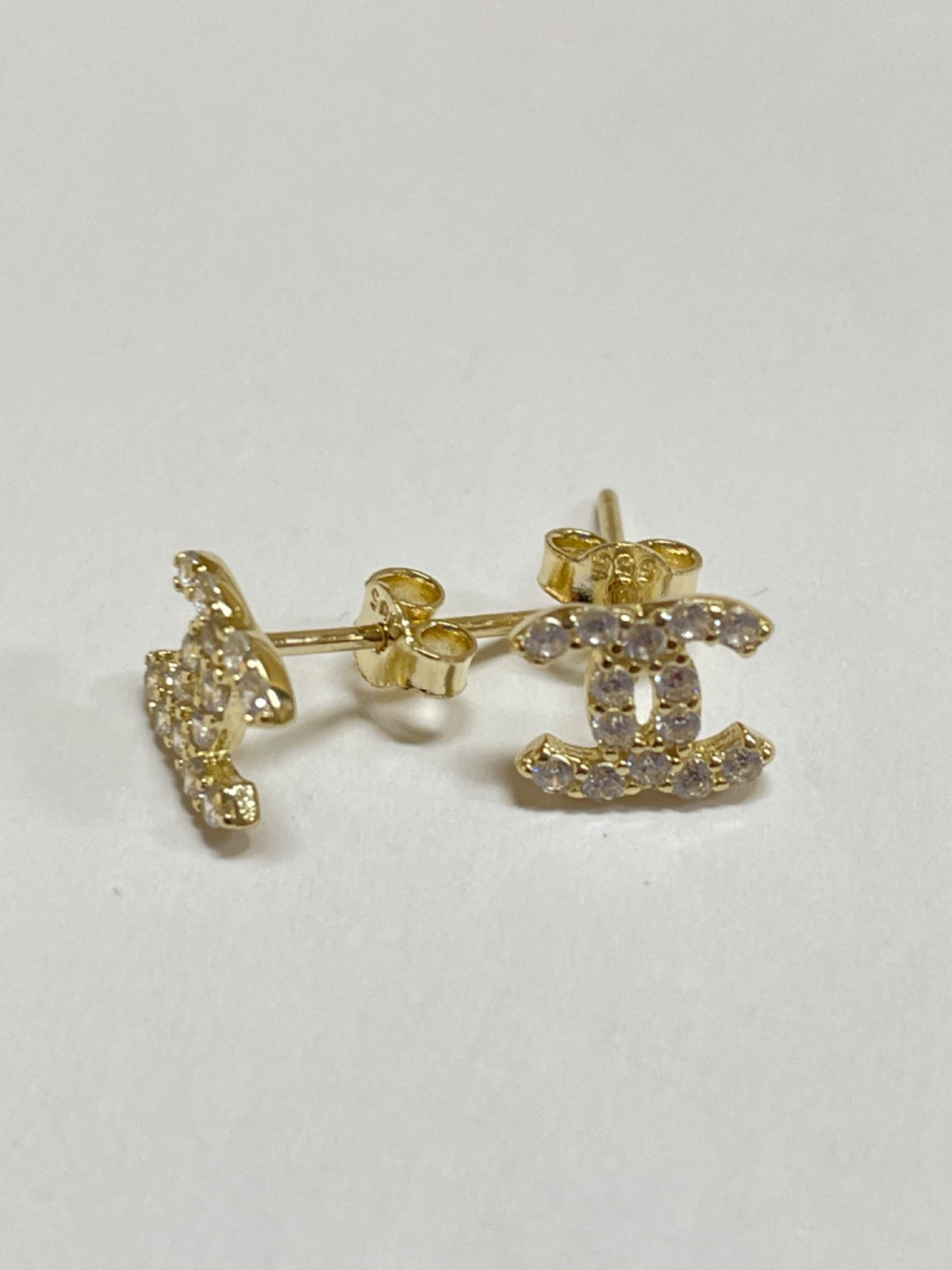 14K Yellow Gold Chanel Earring with CZ