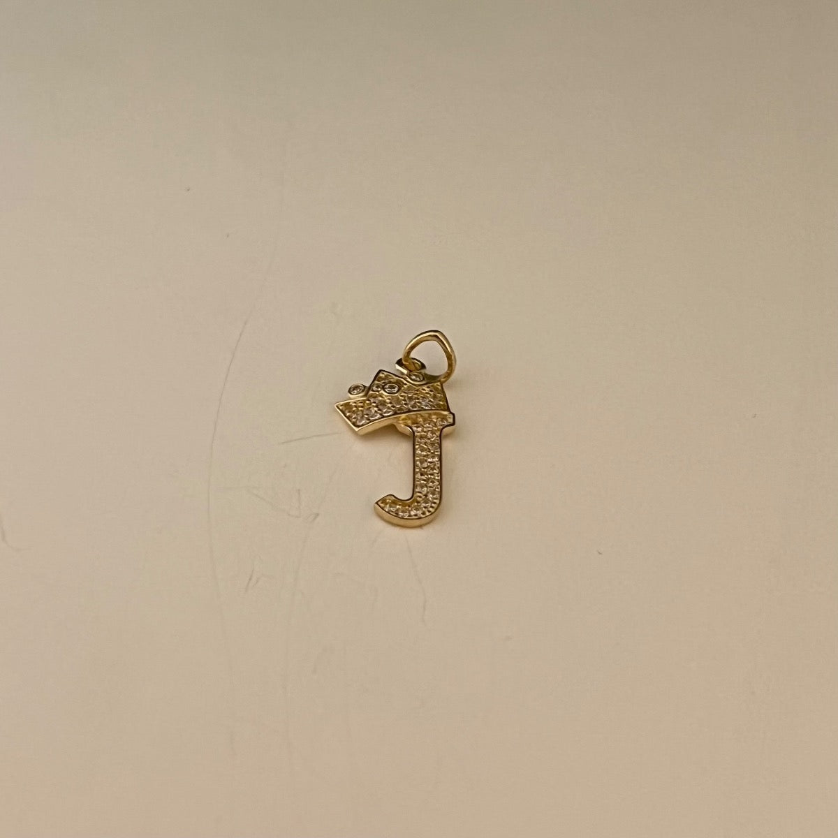 14K Yellow Gold Letter “J” Pendant with CZ
