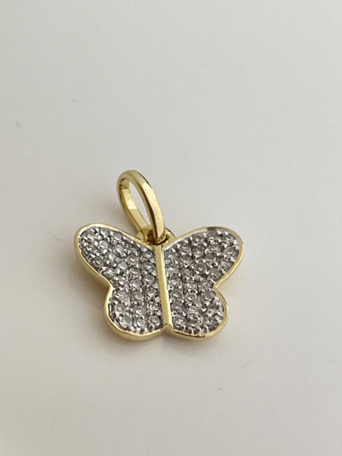 14K Yellow Gold Butterfly Pendant with CZ