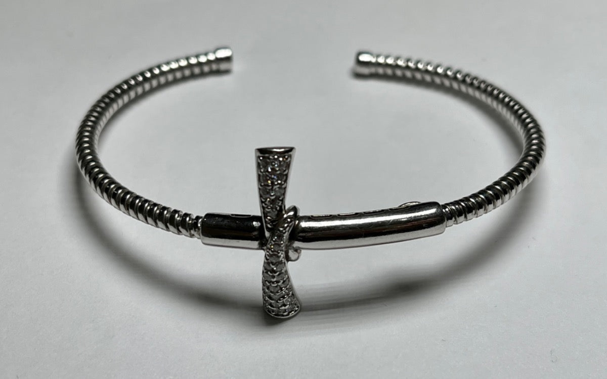 Silver Cross Bracelet with CZ