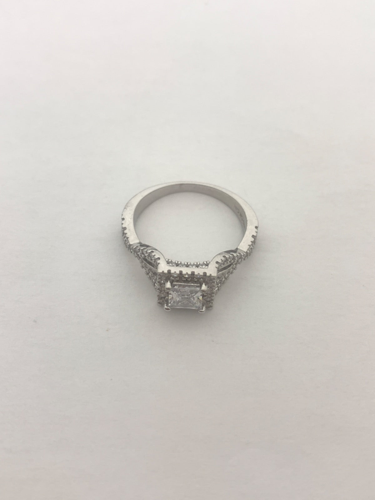 White Silver Ring with CZ