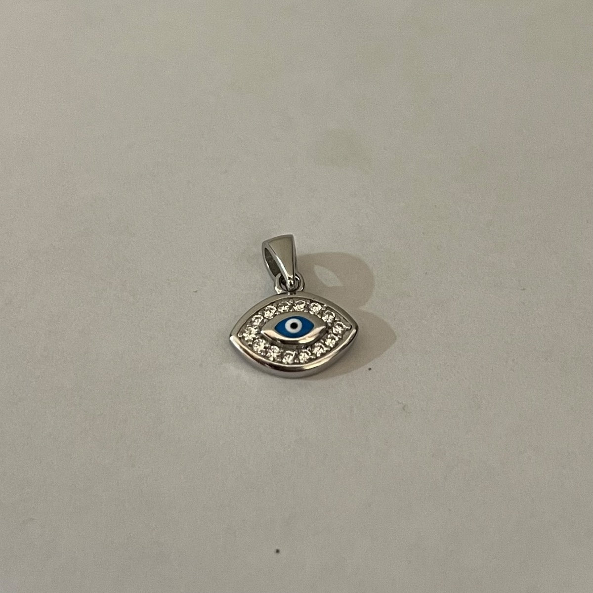 Silver Evil Eye Pendant with CZ