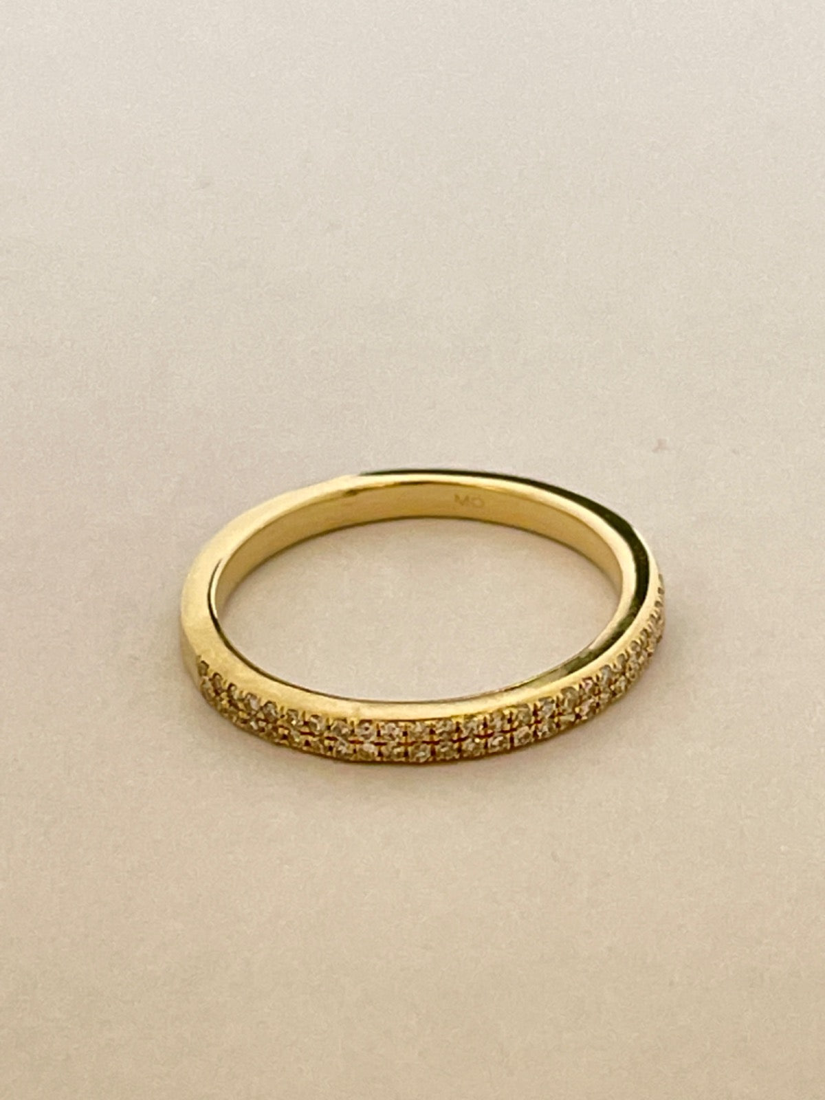 14K Yellow Gold Band Ring with Diamond