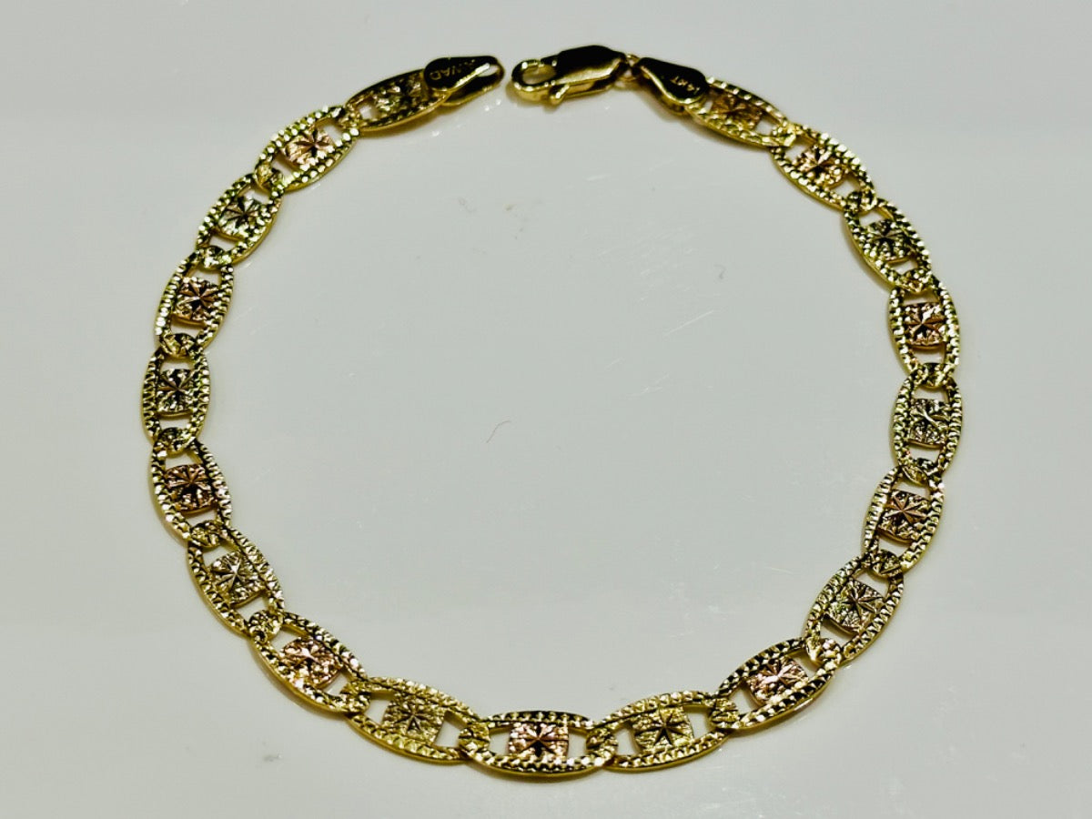 14K Tri-Tone Gold Tricolor Men's Bracelet