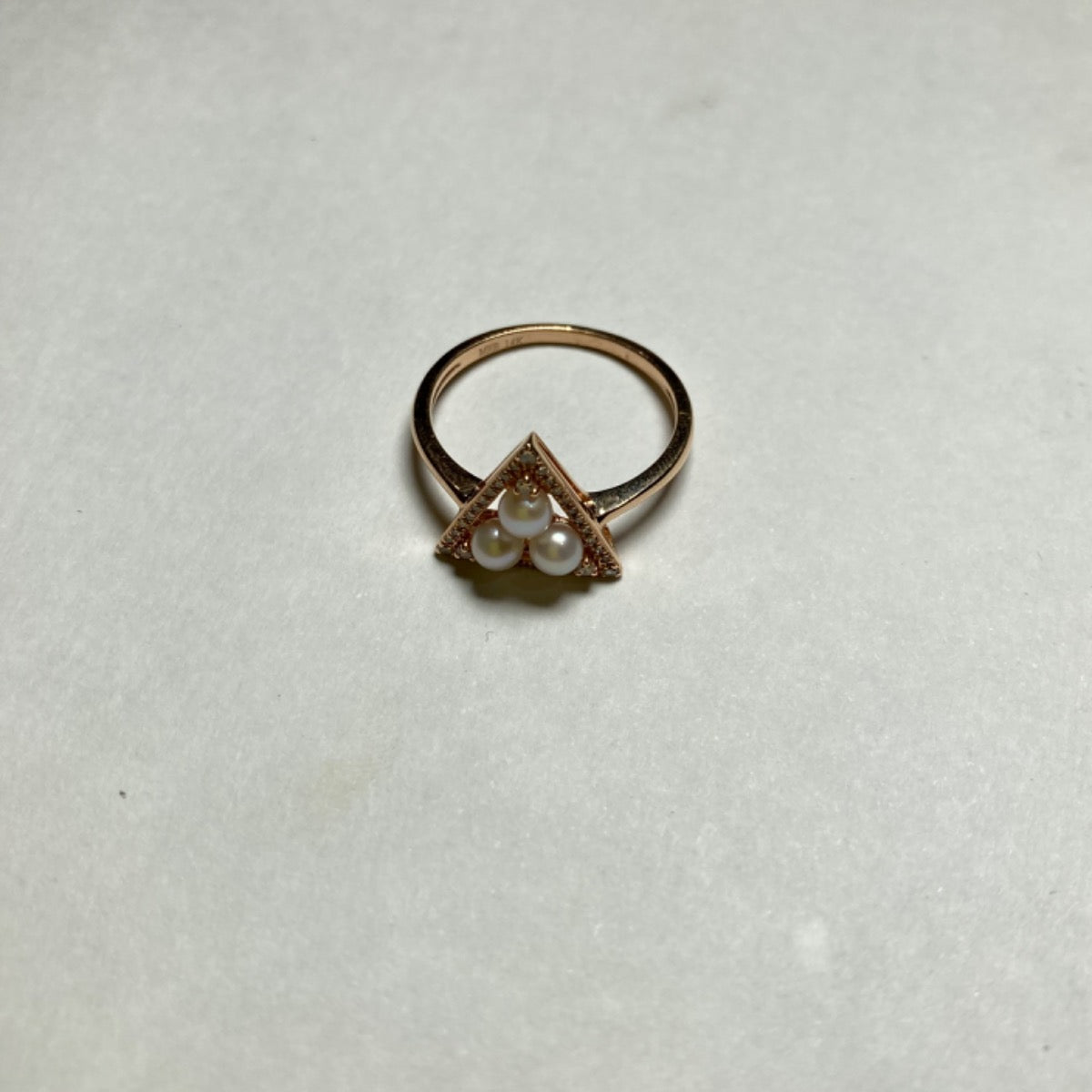 14K Rose Gold Ring with Pearl and Diamond