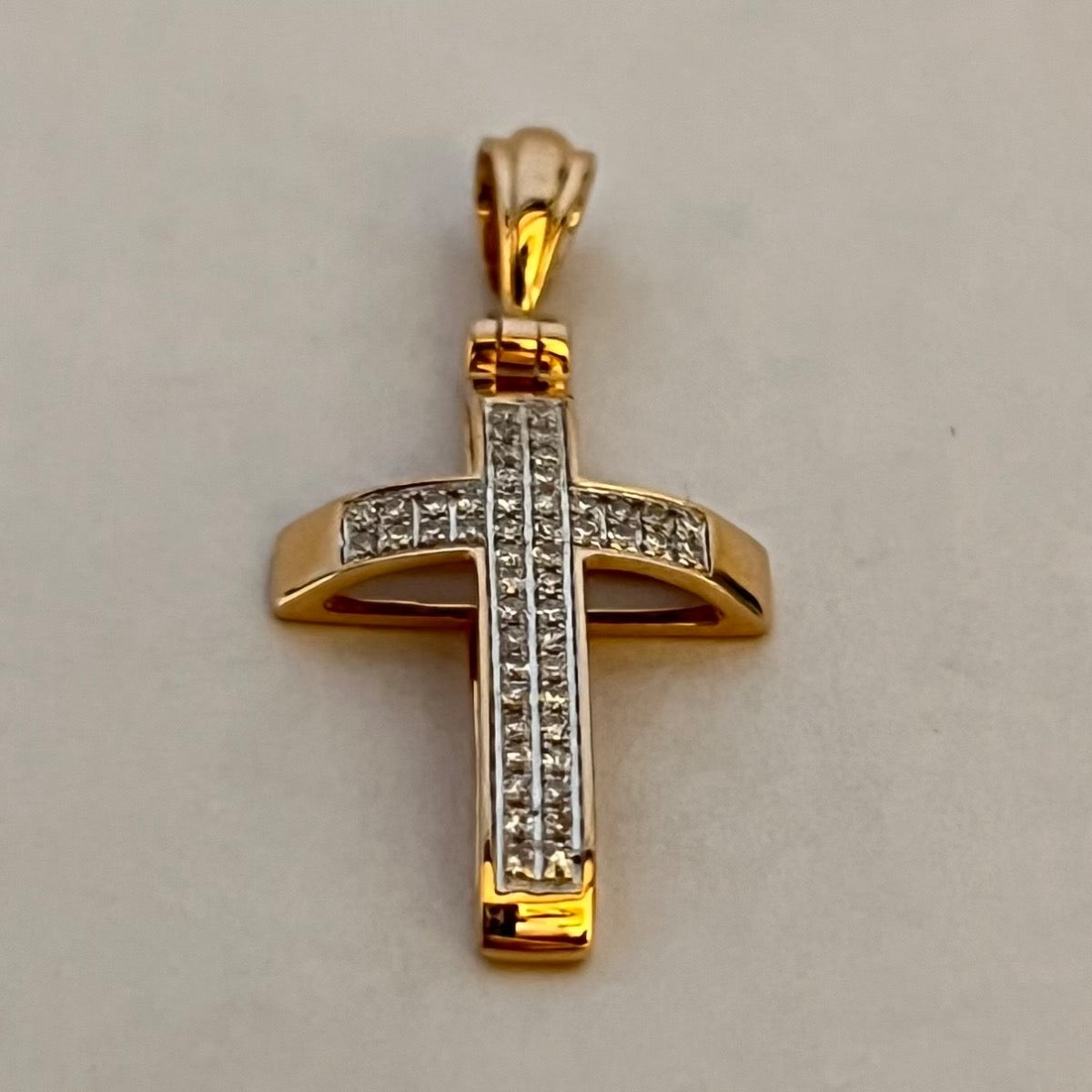 14K Rose Gold Cross Pendant with Diamond