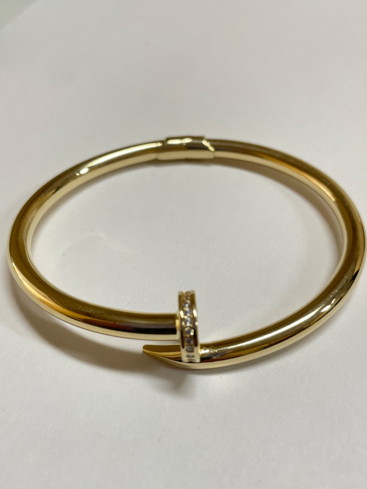 14K Yellow Gold Nail Bracelet with CZ