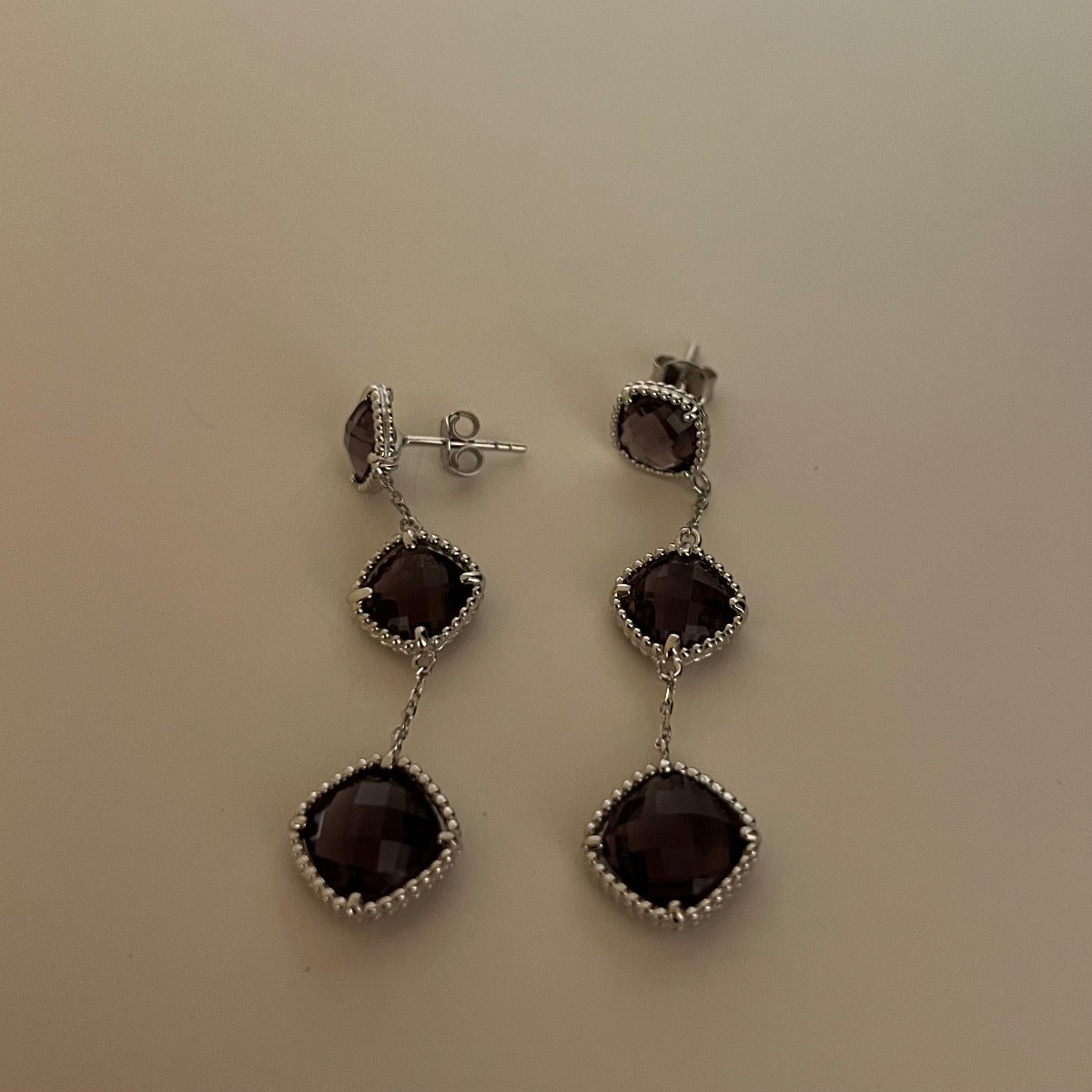 Silver Purple Earring with CZ