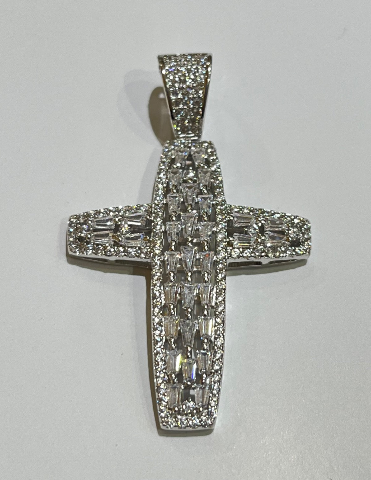Silver Cross Pendant with CZ
