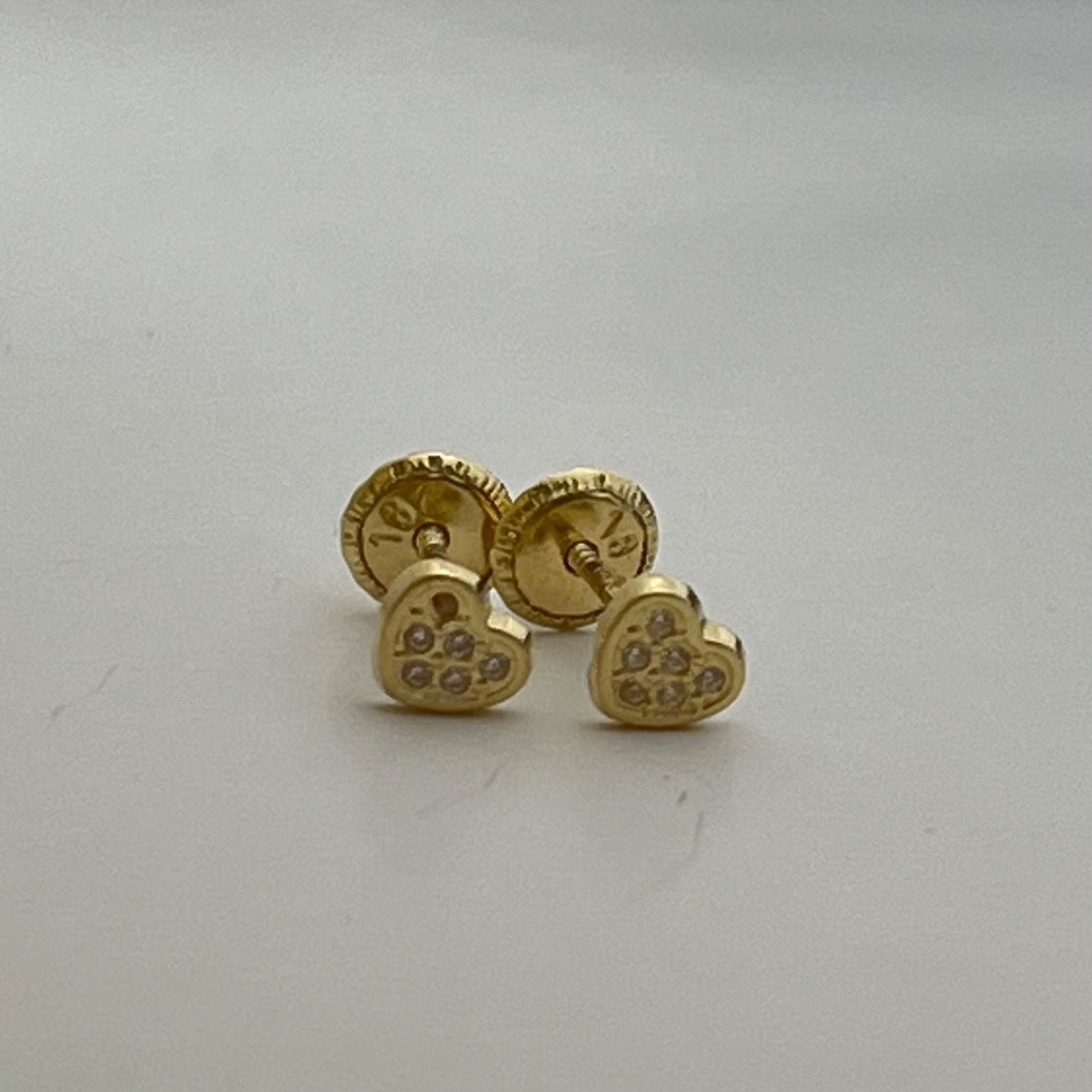 18K Yellow Gold Heart Earring with CZ
