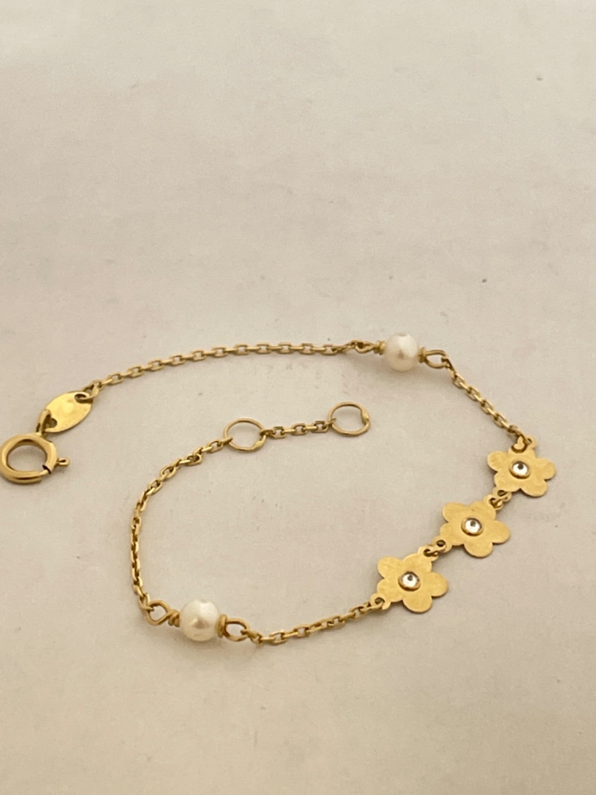 18K Yellow Gold Baby Bracelet with CZ