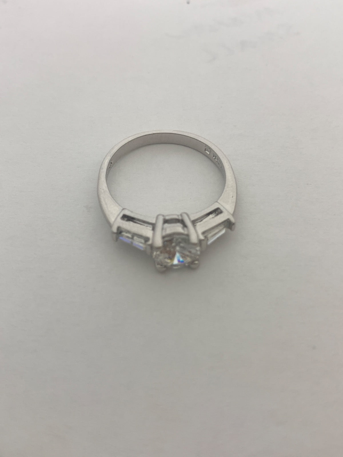 White Silver Ring with CZ