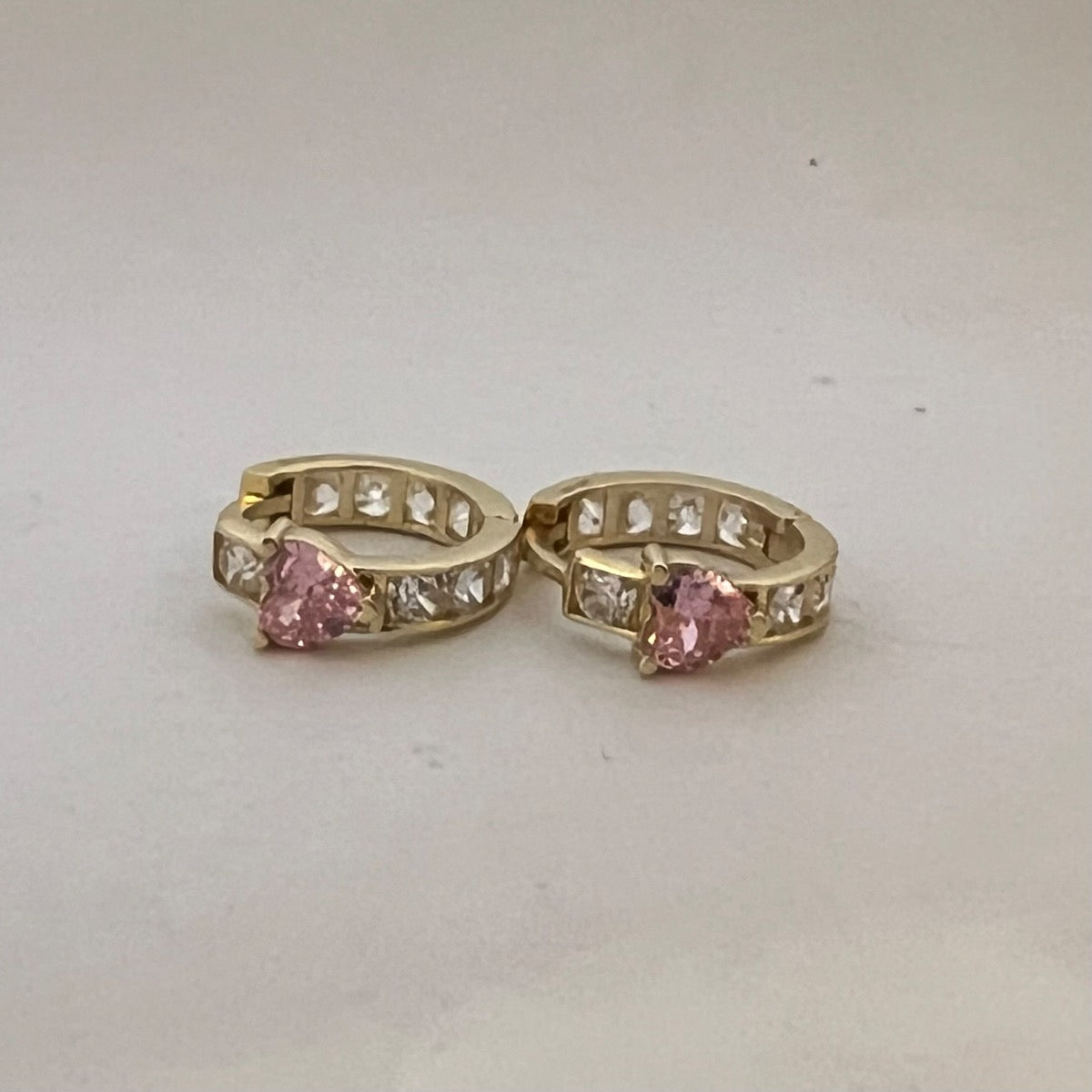 14K Yellow Gold Heart Earring with CZ