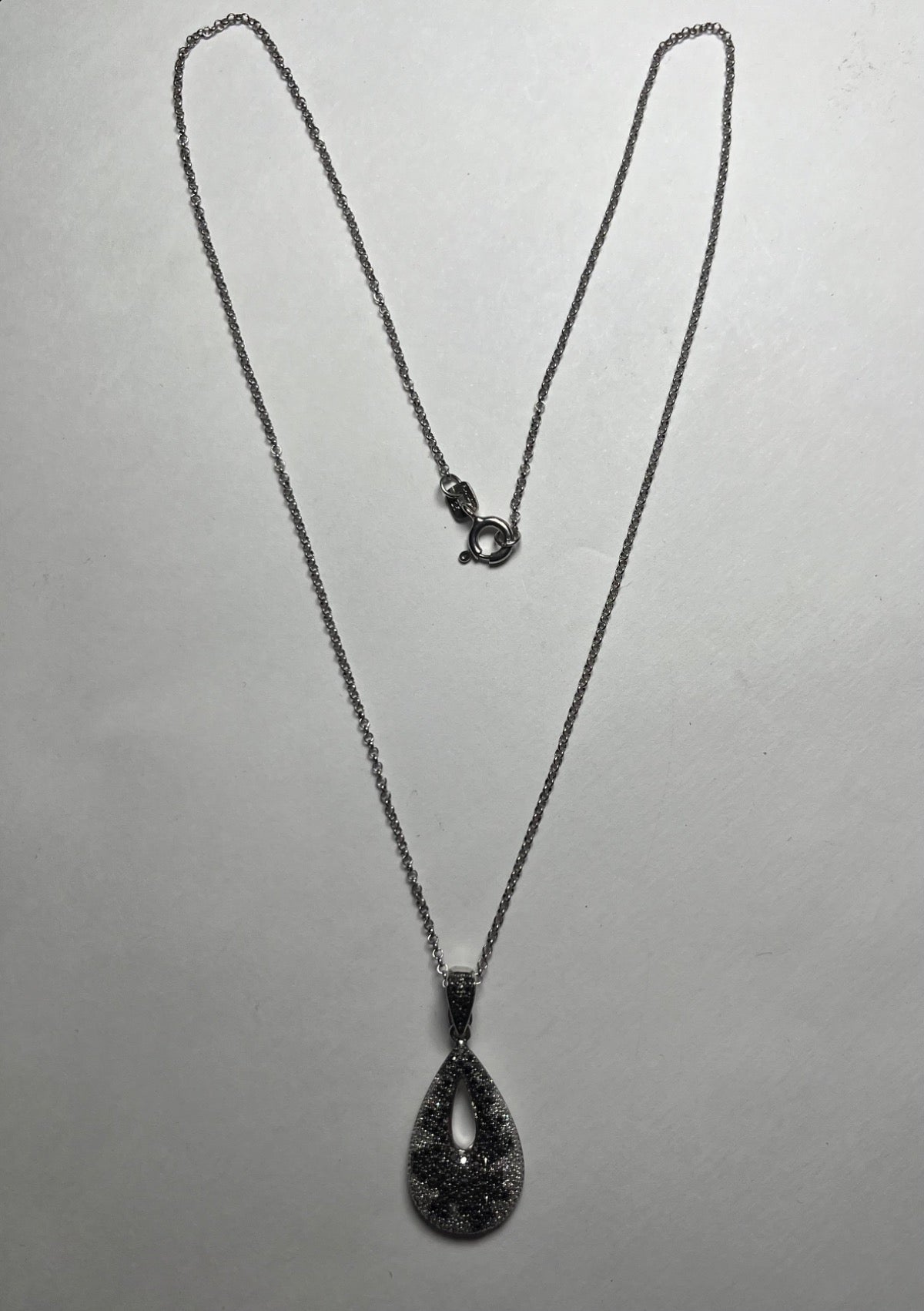 Silver  Charm Necklace Set with Diamond