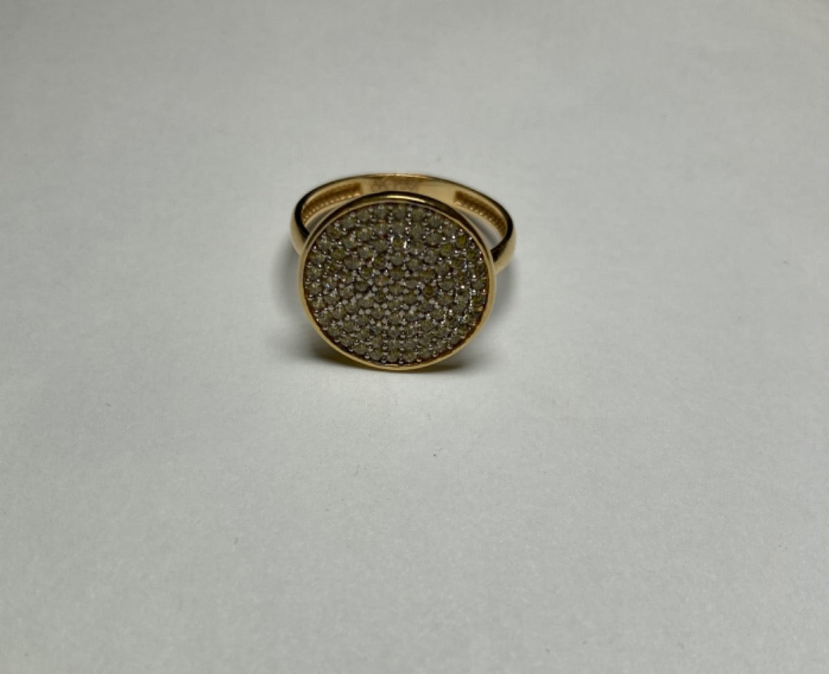 18K Yellow Gold Round Ring with CZ