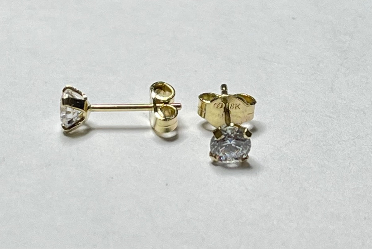 18K Yellow Gold 3MM Earring with CZ