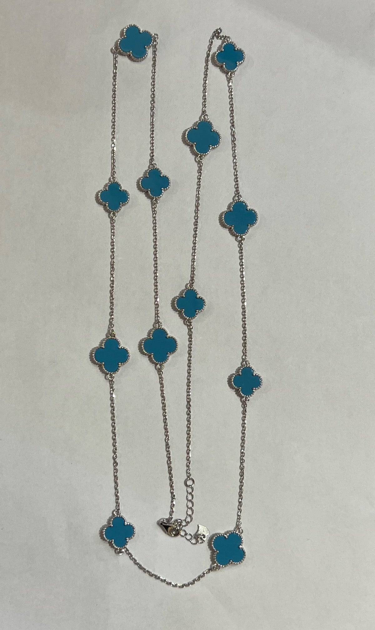 Silver Four Leaf Clover Charm Necklace Set