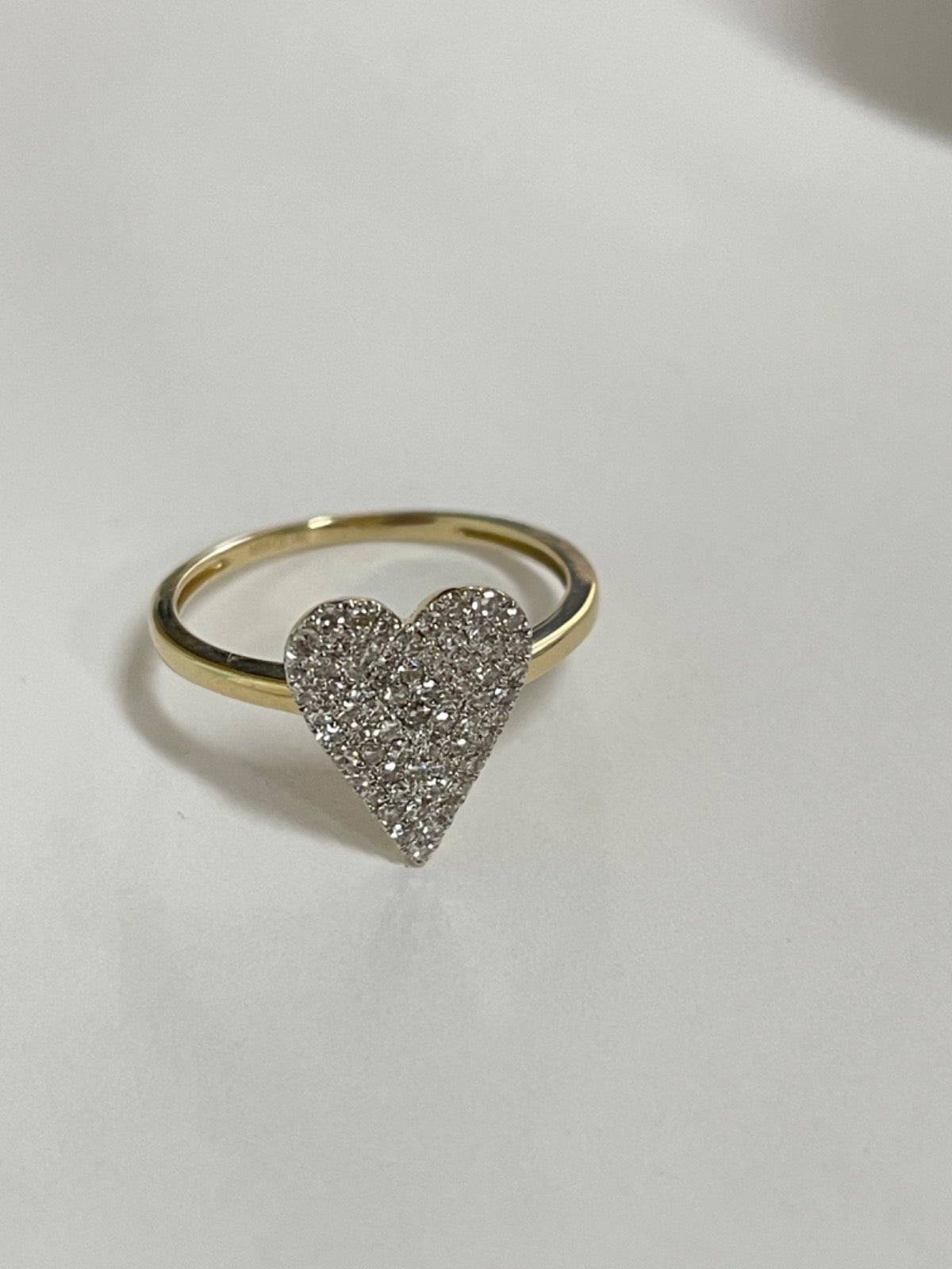 14K Yellow Gold Heart Ring with Diamond