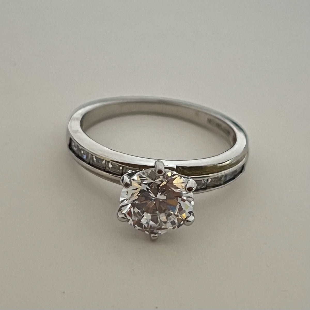 Silver Engagement Ring with CZ