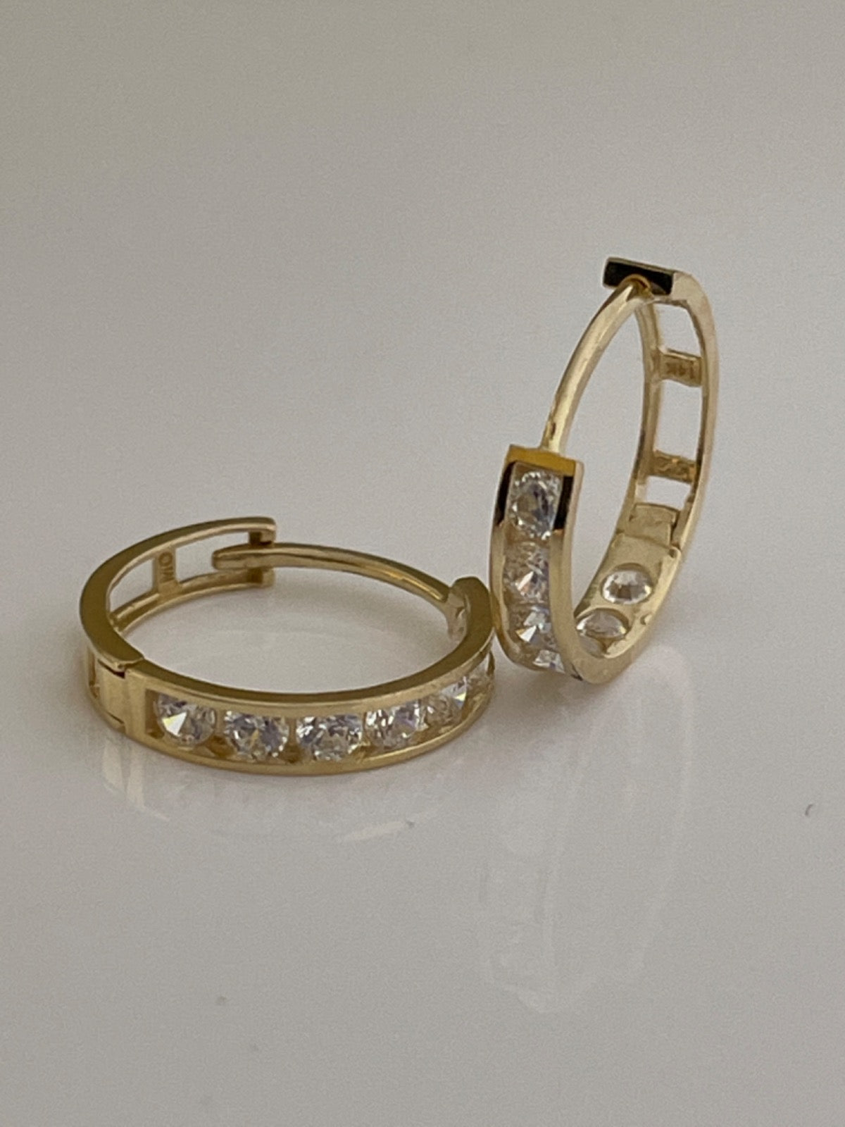 14K Yellow Gold Hoop Earring with CZ