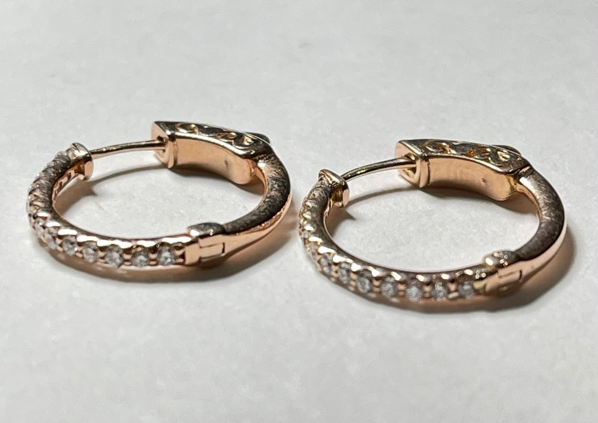 14K Rose Gold Hoop Earring with Diamond