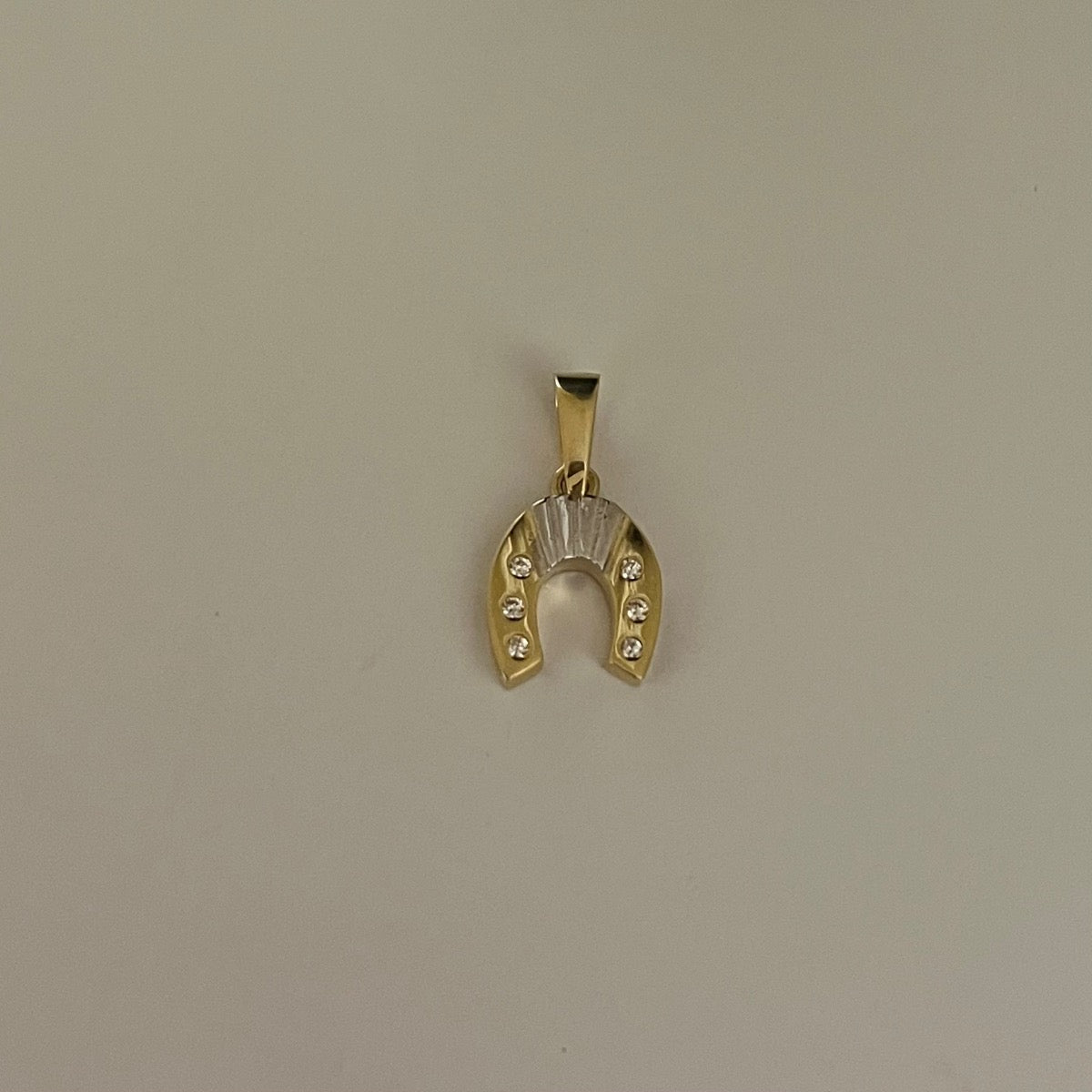 18K Two-Tone Gold Horse Shoe Pendant with CZ