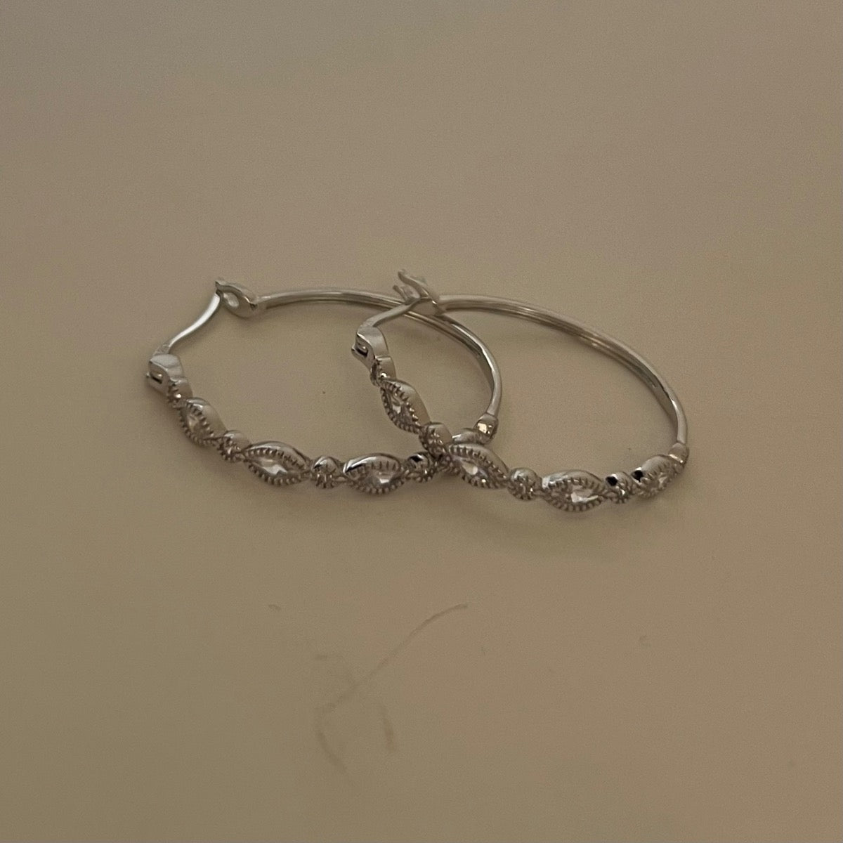 Silver Hoop Earring with CZ
