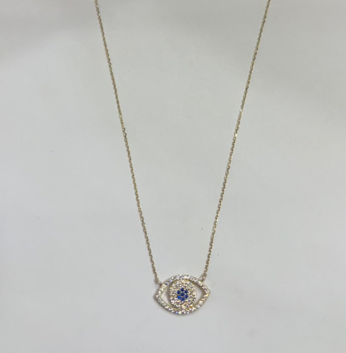14K Yellow Gold Eve Eye Necklace with CZ