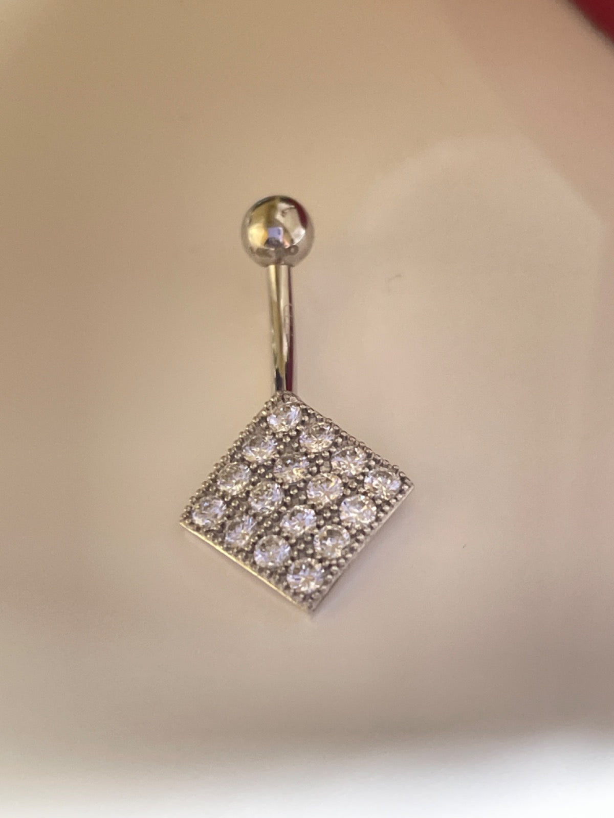 14K White Gold Piercing with CZ